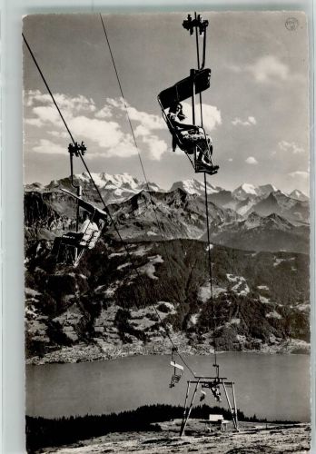 Beatenberg Sportbahn Beatenberg-Niederhorn Photoglob 05218 Hüttenstempel Sessellift Foto AK