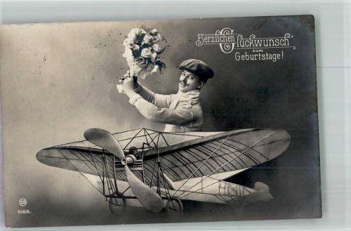 Flugzeug Pilot Glückwunsch zum Geburtstag Glückwunsch Flugzeug 1912 Fotomontage AK