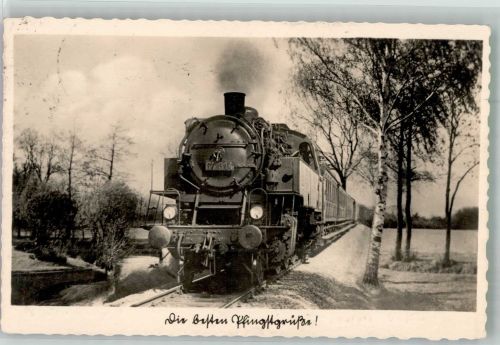Pfingsten Gruß Lok 64 314 Dampflokomotive 1941 Foto AK