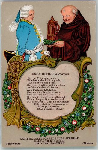 W8000 München Historie vom Salvator Mönch Bier Brauerei 1935 Künstlerkarte