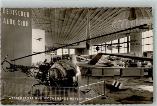 W1000 Charlottenburg Wassersport und Wochenende Hubschrauber Wasserflugzeug Gewerbeausstellung 1959 Sonderstempel