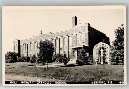 Madison WI 1949 Foto AK Holy Rosary Kath. Schule Medford