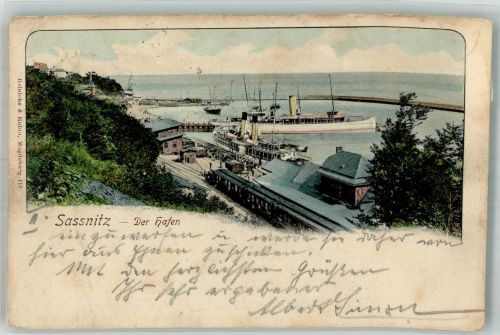 18546 O2355 Sassnitz 1901 Gebrauchsspuren Hafen Bahnhof