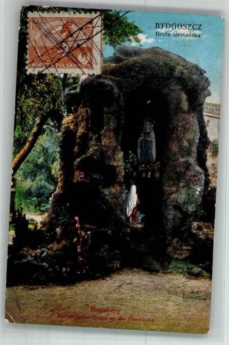 Bromberg Bydgoszcz 1921 Foto AK Grotte Marke bildseitig