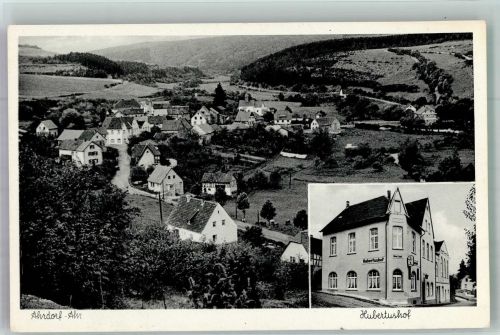53945 W5378 Ahrdorf Foto AK Panorama des Ortes mit Gasthaus Hubertushof Fotograf Jirchhoff