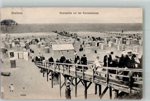 26757 W2972 Borkum 1907 - Strandleben vor der Bismarckstraße Verlag Reinicke & Rubin 18826