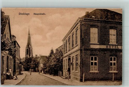 49413 W2843 Dinklage 1921 - Hauptstraße mit Kirche St. Catharina