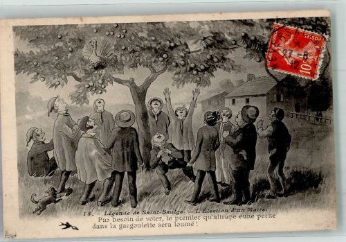 Saint-Saulge Legende Die Wahl d. Bürgermeisters Humor 1912 Künstlerkarte