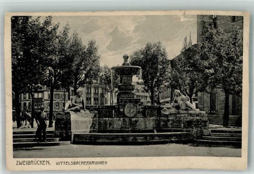 66482 W6660 Zweibrücken , Pfalz 1915 Gebrauchsspuren Wittelsbacherbrunnen