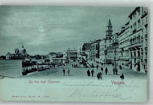30100 Venezia 1898 Foto AK Denkmal La Riva degli Schiavoni