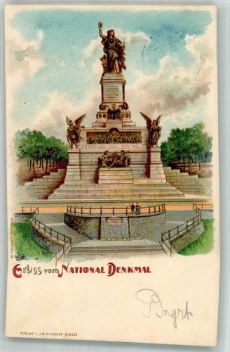 65385 W6220 Rüdesheim am Rhein 1899 Lithographie Nationaldenkmal Hüttenstempel