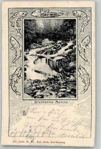 38855 O3700 Hasserode 1903 Gebrauchsspuren Steinerne Renne Hotel Pension