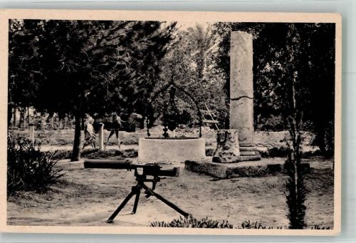 Tripolis - Giama el Turk Maschinengewehr a. Dreibein hl. Brunnen der Bersaglien Kamel