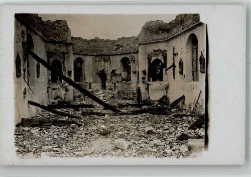 54360 Vigneulles Foto AK Kirche Trümmer Ort handschriftlich