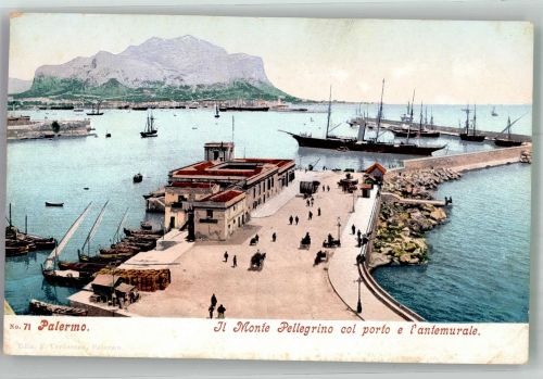 90100 Palermo Foto AK Hafen Il Monte Pellegrino
