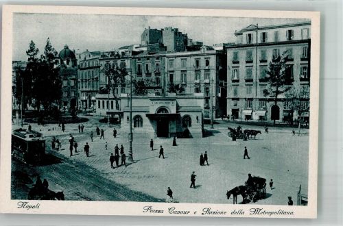 80100 Napoli Foto AK Bahnhof Piazza Cavour Straßenbahn