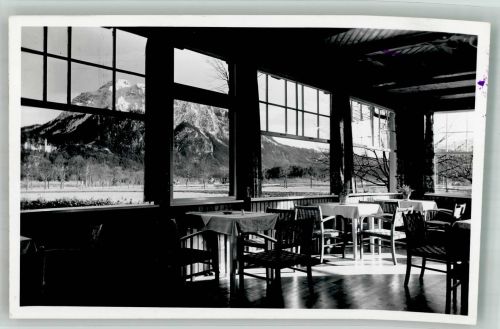 87645 W8959 Schwangau Foto AK Pension Neuschwanstein Gastraum Aussicht