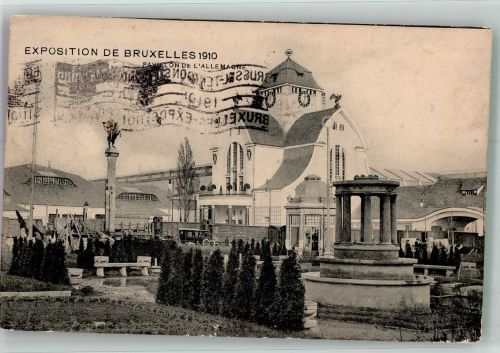 Brüssel Bruxelles Ausstellungen Gebrauchsspuren Ausstellung 1910 Pavillon Deutschland Sonderstempel