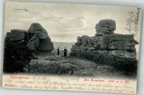 Rokytnice nad Jizerou Rochlitz Iser 1908 Foto AK Riesengebirge Sausteine Hüttenstempel Peterbaude