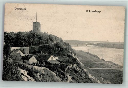 Graudenz Grudziadz 1915 Gebrauchsspuren Turm Schlossberg Feldpost WK I