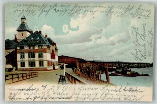 27568 W2850 Geestemünde Lithographie Fischereihafen