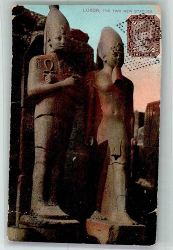 Luxor Louxor 1901 Gebrauchsspuren Denkmal The Two new Statues Marke bildseitig