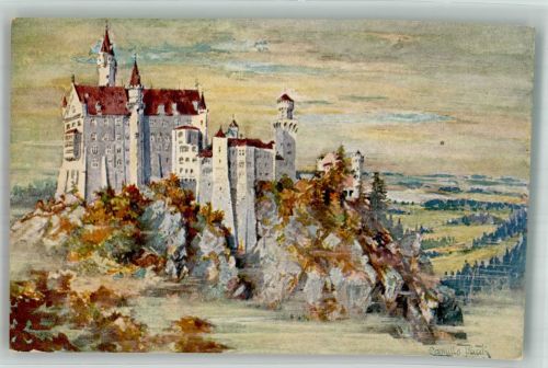 87645 W8959 Neuschwanstein Künstlerkarte Schloss Neuschwanstein sign.