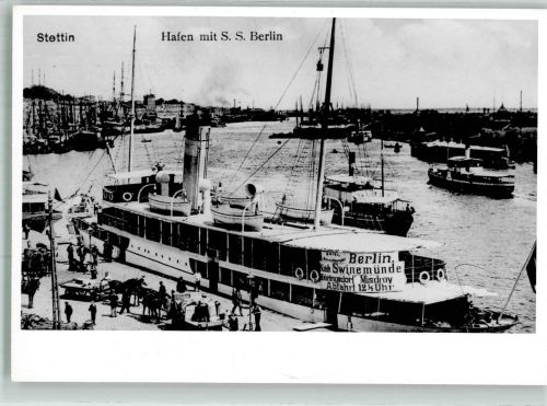 Stettin Szczecin 1910 Foto AK Hafen S.S. Berlin Repro