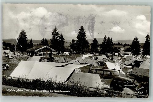87645 W8959 Neuschwanstein Foto AK Zeltplatz Onkel Toni Bannwaldsee Camping