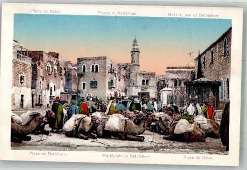 Bethlehem Foto AK Markptlatz Tracht Kamele