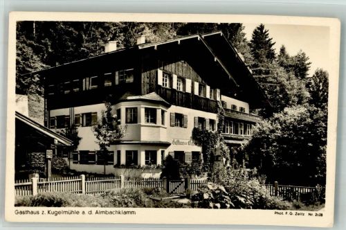 83471 W8240 Berchtesgaden Foto AK Gasthaus zur Kugelmühle Almbachklamm