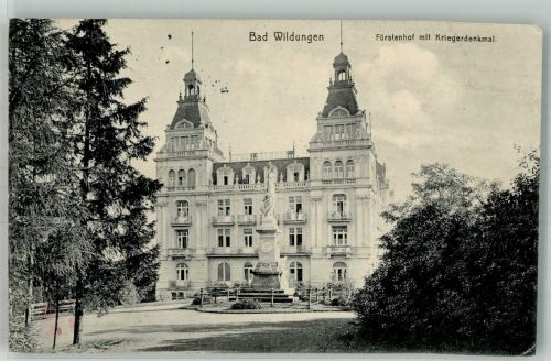 34537 W3590 Bad Wildungen 1910 - Fürstenhof Kriegerdenkmal
