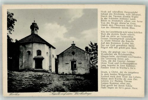 Wartha Bardo Foto AK Kirche Kapelle auf dem Warthaberg