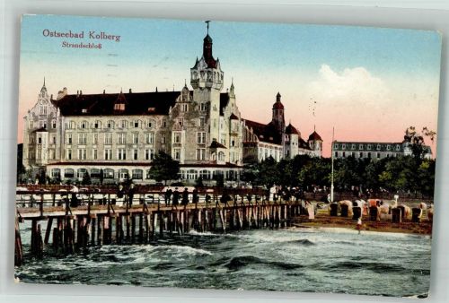 Kolberg Kolobrzeg 1912 Foto AK Strand- Schloss Hotel
