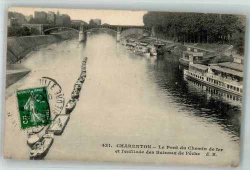 94220 Charenton-le-Pont 1910 Foto AK Beateaux de Peche Marke bidlseitig