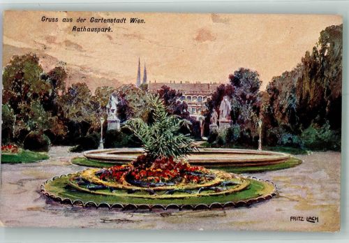 1010 Wien 1. Bezirk, Innere Stadt 1909 Künstlerkarte sign. Lach , F. Rathaus- Park