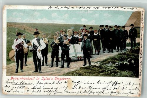 Jihlava Iglau 1908 Gebrauchsspuren Tracht Bauernhochzeit