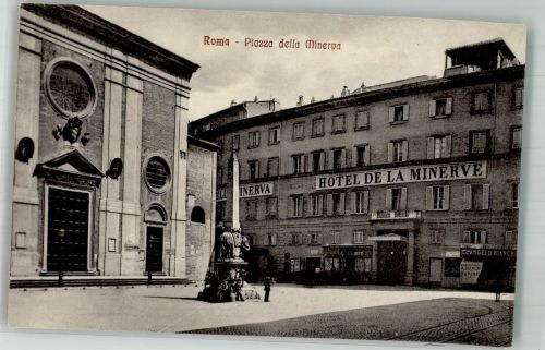 00100 Roma Rom Foto AK Hotel de la Minerve Piazza della Minerva Denkmal