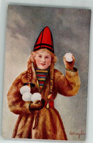 Oslo Kristiania Lithographie / Künstlerkarte Tracht Kind Ort lt. Verlag