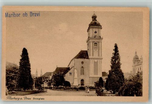 Maribor Marburg a.Drau Foto AK Kirche Denkmal Domplatz