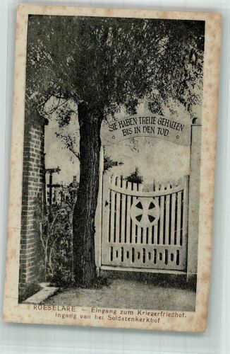 Roulers Roeselare 1917 Foto AK Feldpost WK I eingang zum Kriegerfriedhof