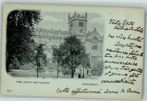 Shrewsbury 1901 Foto AK Free Library and Museum
