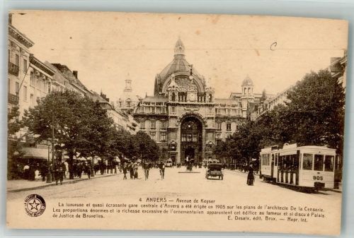 Antwerpen Anvers 1929 Foto AK Avenue de Keyer Straßenbahn