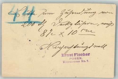 Posen Poznan 1906 Gebrauchsspuren Handlung Ernst Fischer Geschäftskorrespondenz