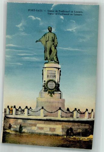 Port Said Foto AK Denkmal Ferdinand de Lessep