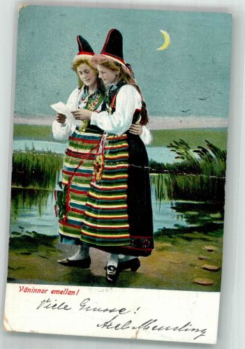 Stockholm Tracht Frauen Trachten Schweden 1905 Mondschein