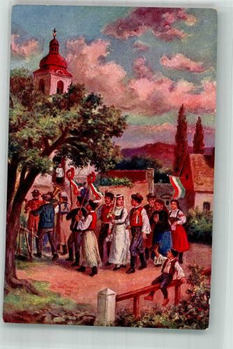Budapest Tracht Ungarische Trachtenbilder Trachten Ungarn Lithographie / Künstlerkarte
