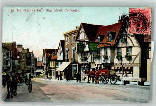 London 1906 Gebrauchsspuren Tonbridge Kent High Street Marke bildseitig