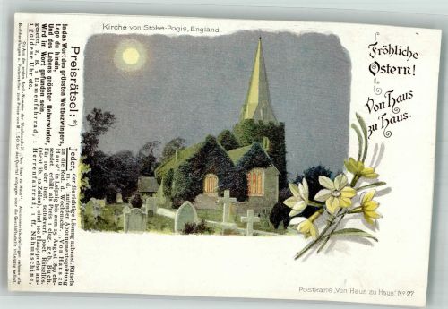 Aylesbury Gebrauchsspuren Kirche Stoke Poges Ostergrüße von Haus zu Haus beschnitten