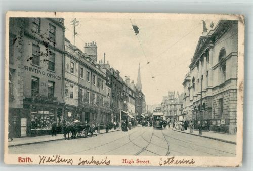 Bath 1905 Gebrauchsspuren Hig Street Straßenbahn